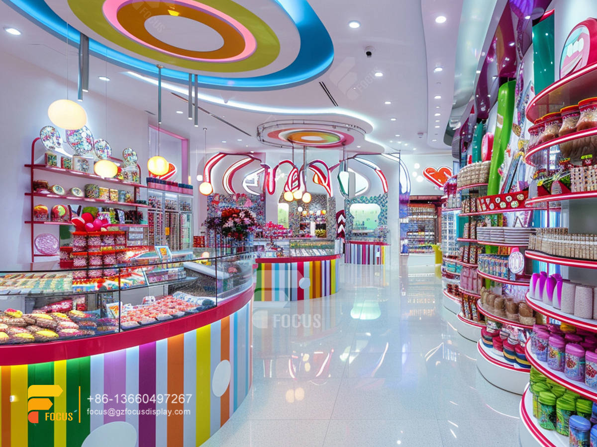 custom snack shop sweets display chocolate shelf