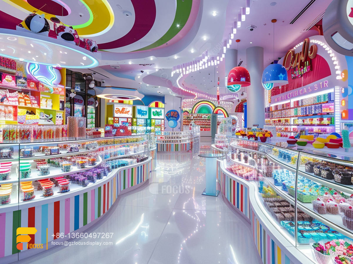 custom snack shop sweets display chocolate shelf