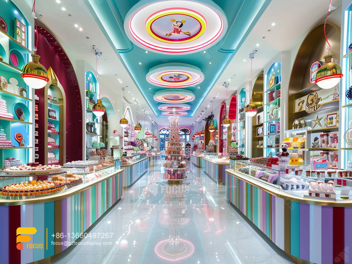 custom sugar sweet shop snack displays chocolate shelf