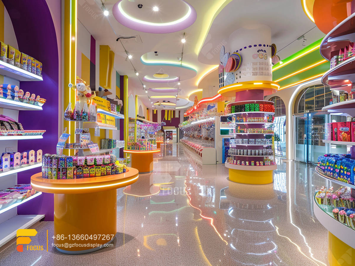gondola candy rack snack store design chocolate shop