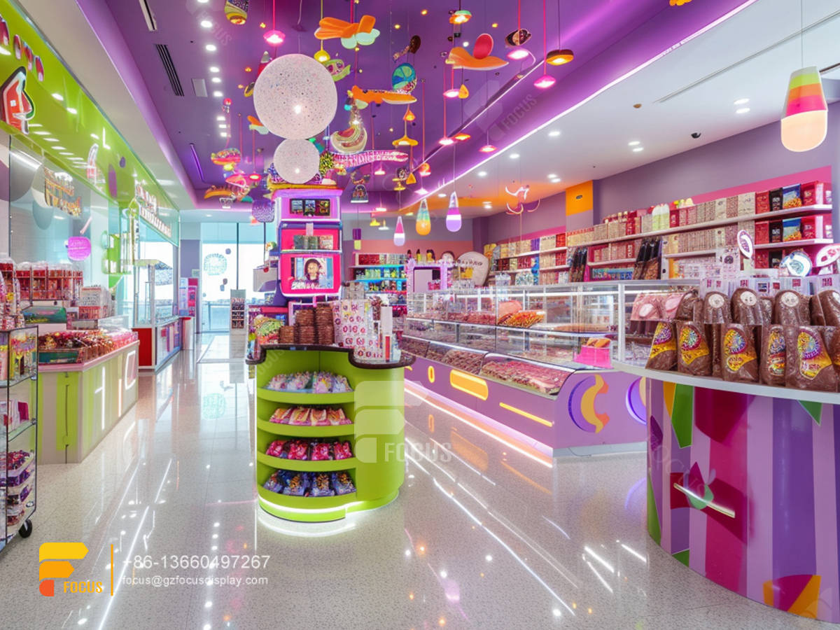 gondola candy rack snack store design chocolate shop