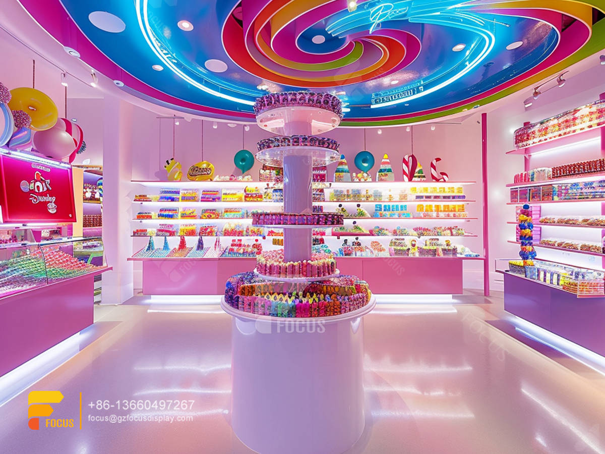 gondola candy rack snack store design chocolate shop