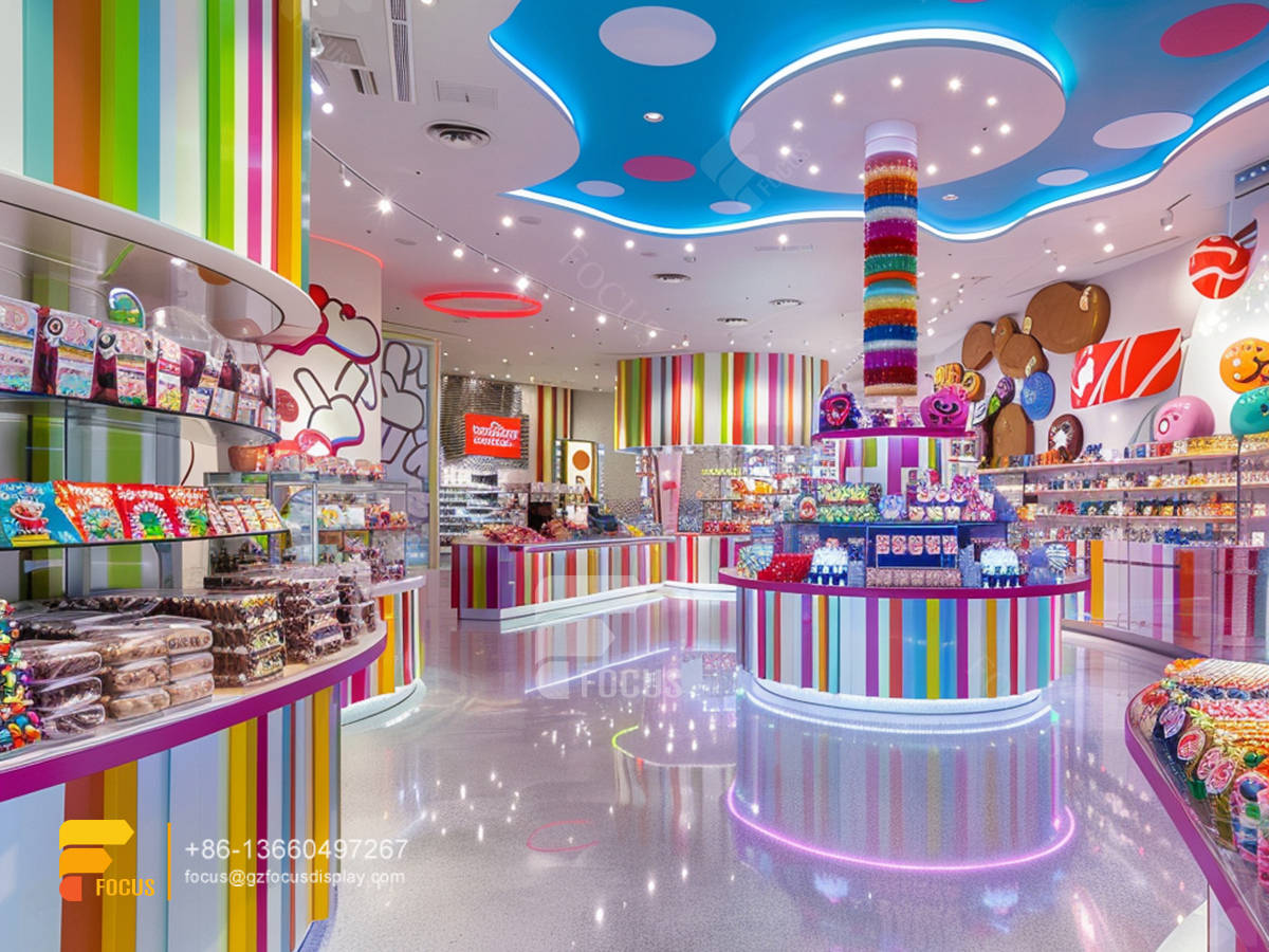 gondola candy rack snack store design chocolate shop