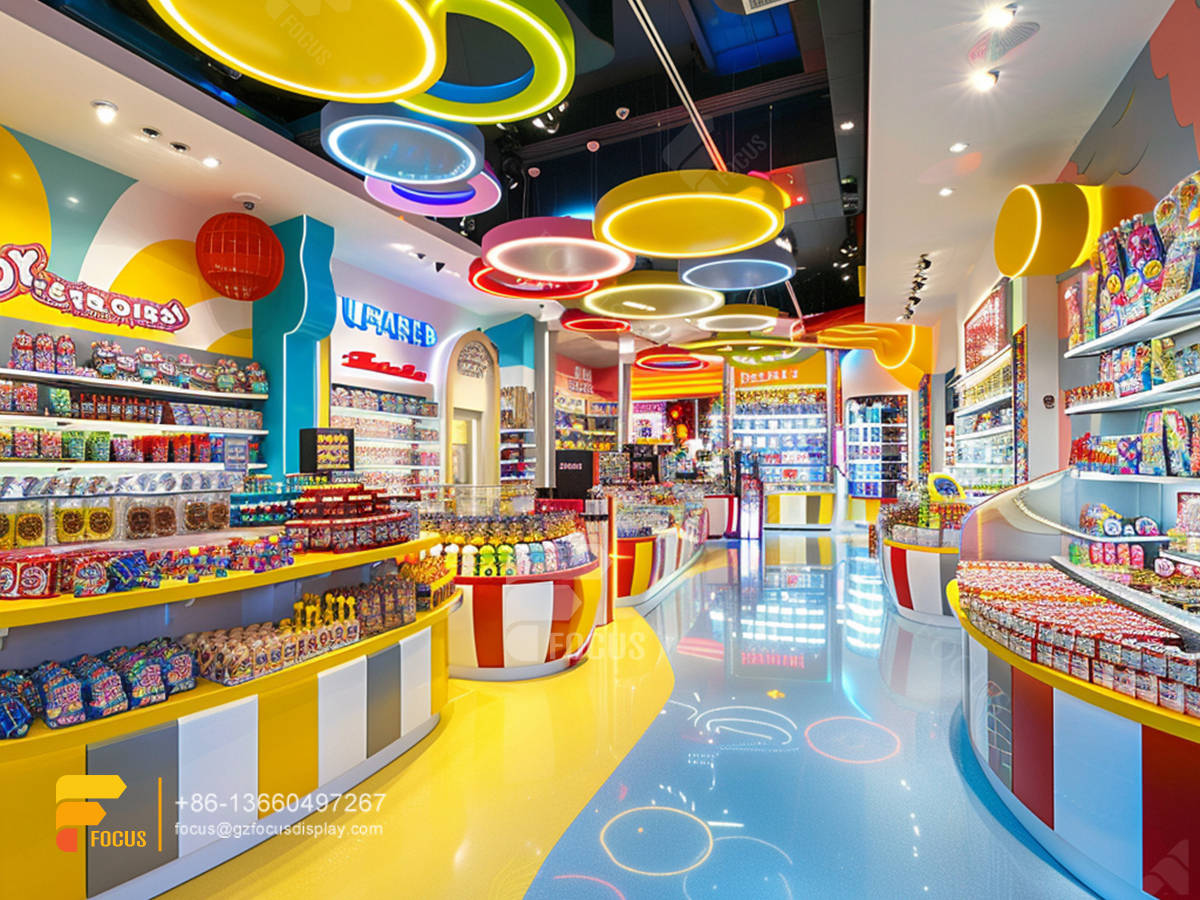 snack display case candy store fixtures chocolate shop decoration