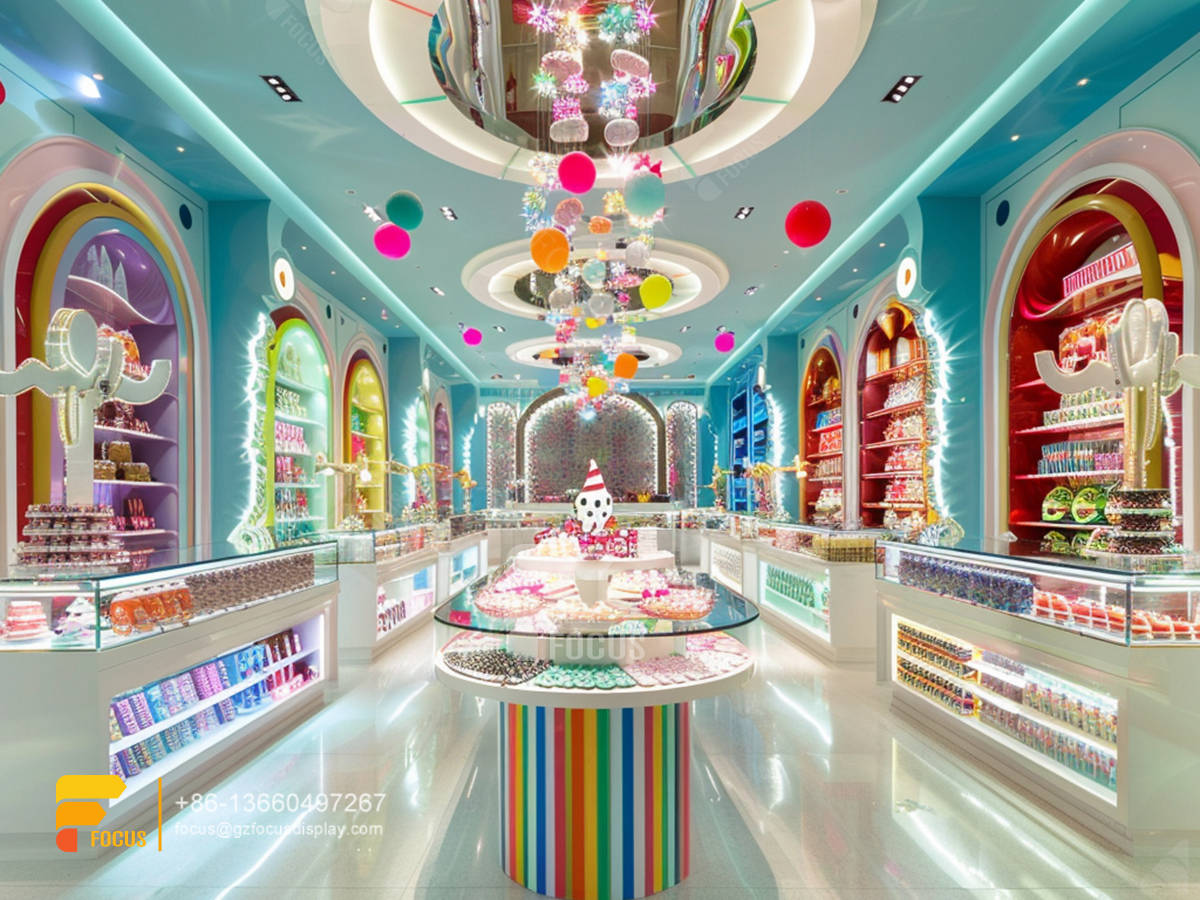 snack display racks modern sweet shop chocolate showcase