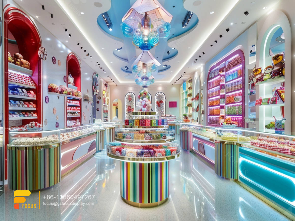 snack display racks modern sweet shop chocolate showcase