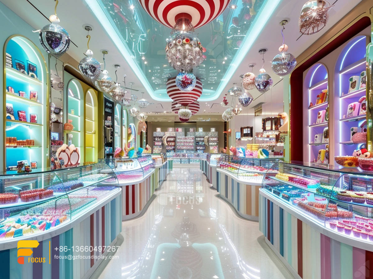 snack display racks modern sweet shop chocolate showcase