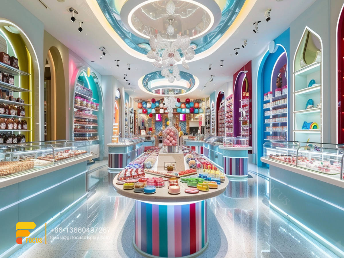 snack display racks modern sweet shop chocolate showcase