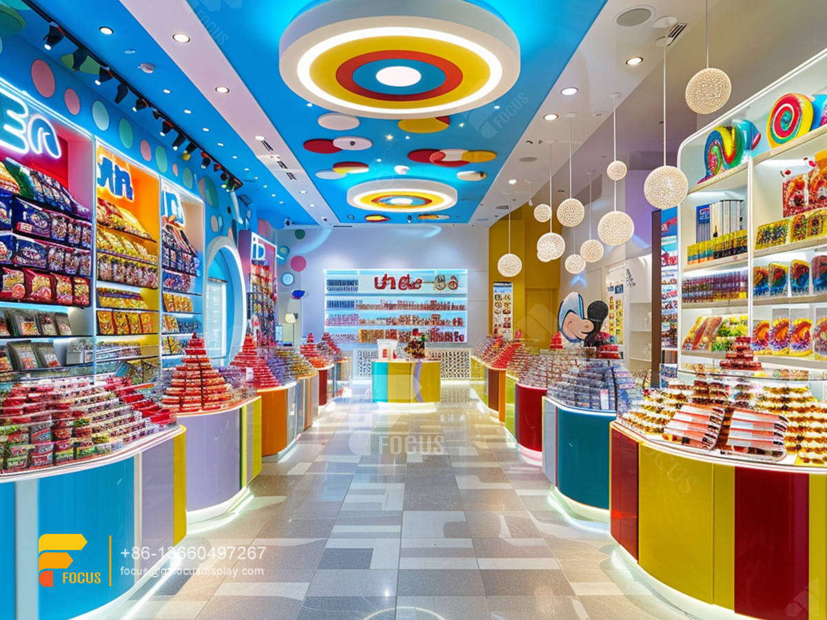 snack display shelf chocolate stores nuts shop decor