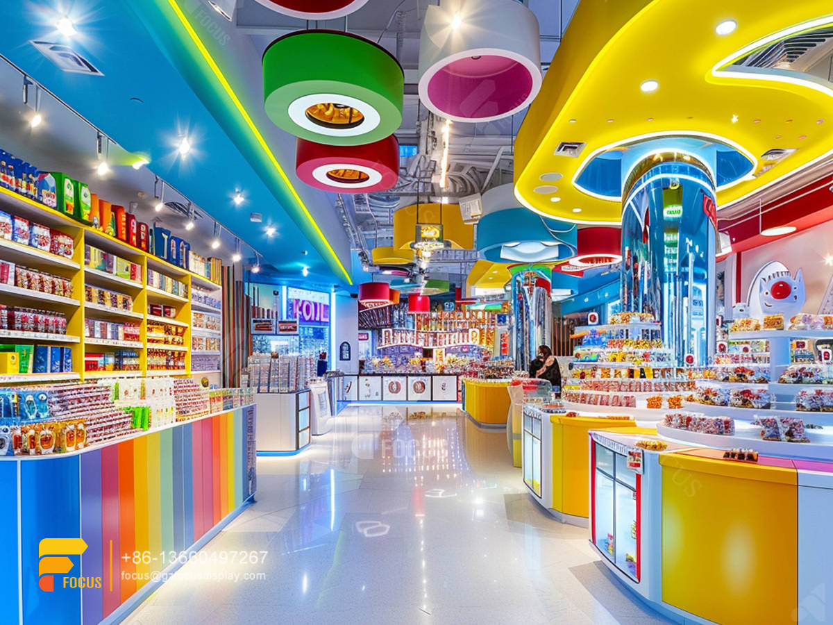 snack display shelves mix sweet shop candy store design