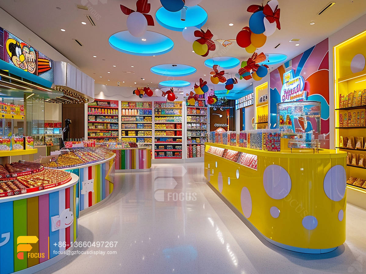 snack display shelves mix sweet shop candy store design