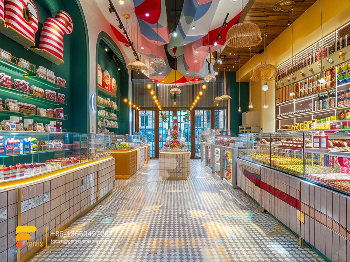 snack display stands modern sweet shop nuts shop decor
