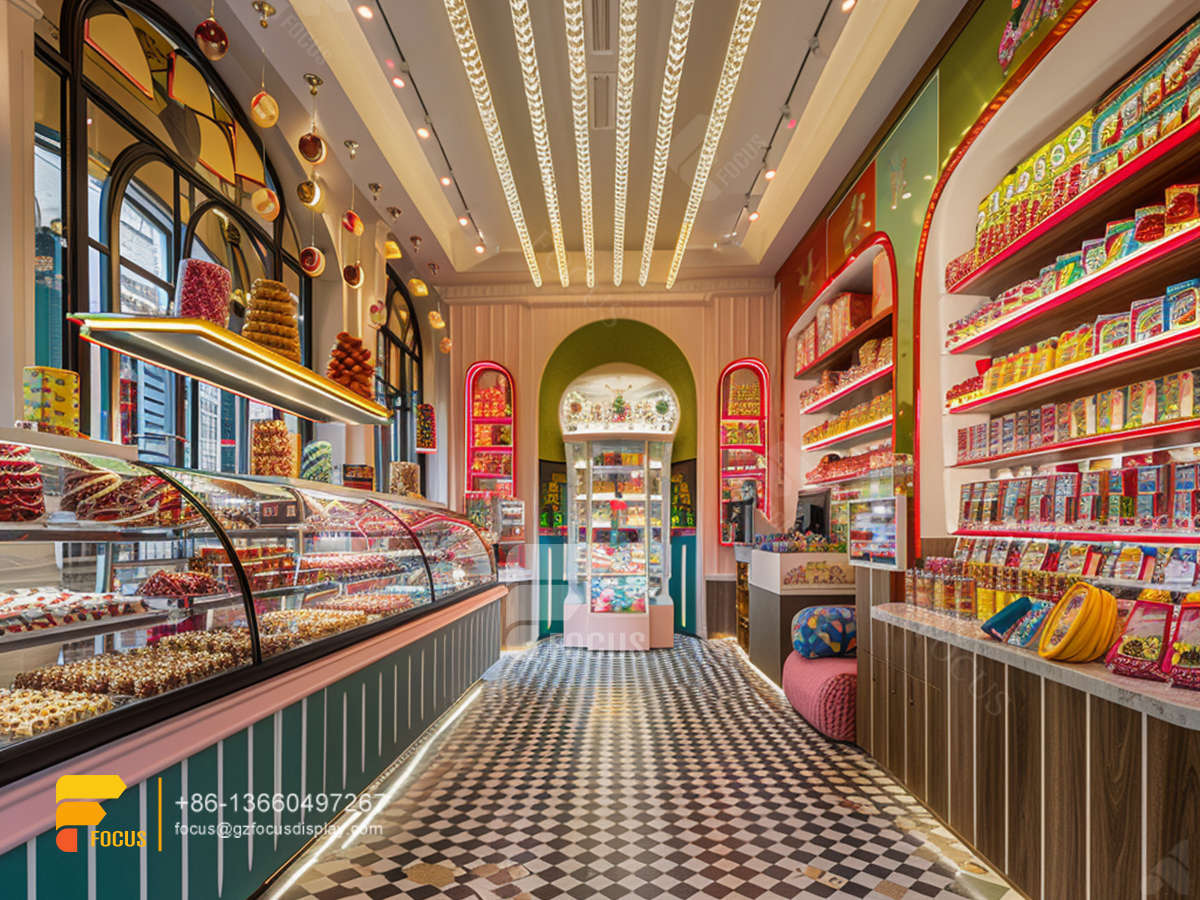 snack display stands modern sweet shop nuts shop decor