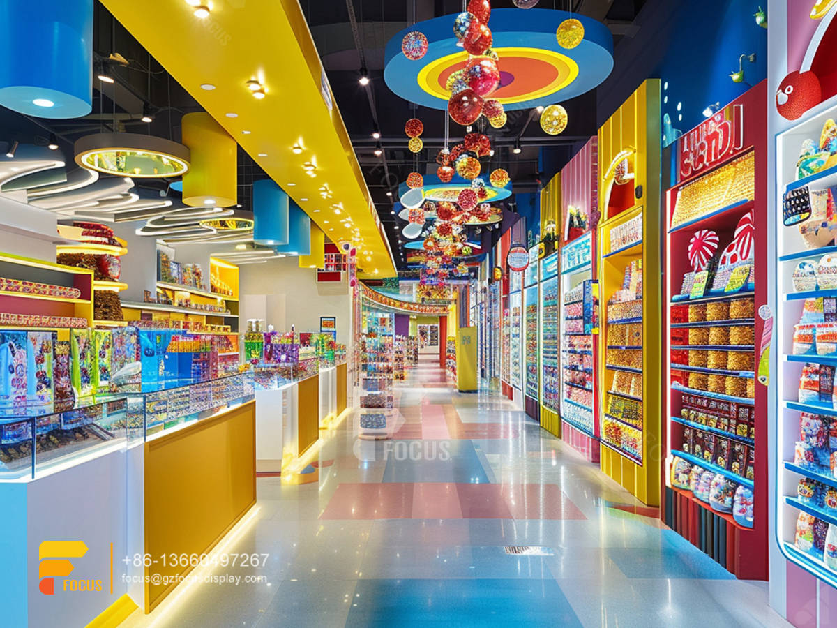 snack wall display design chocolate shop sweet shop shelving