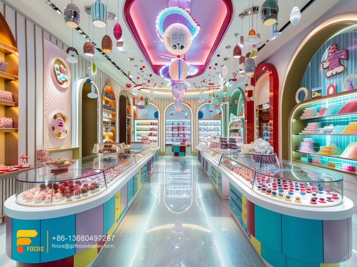snacks racks modern sweet shop interior design custom chocolate counter display