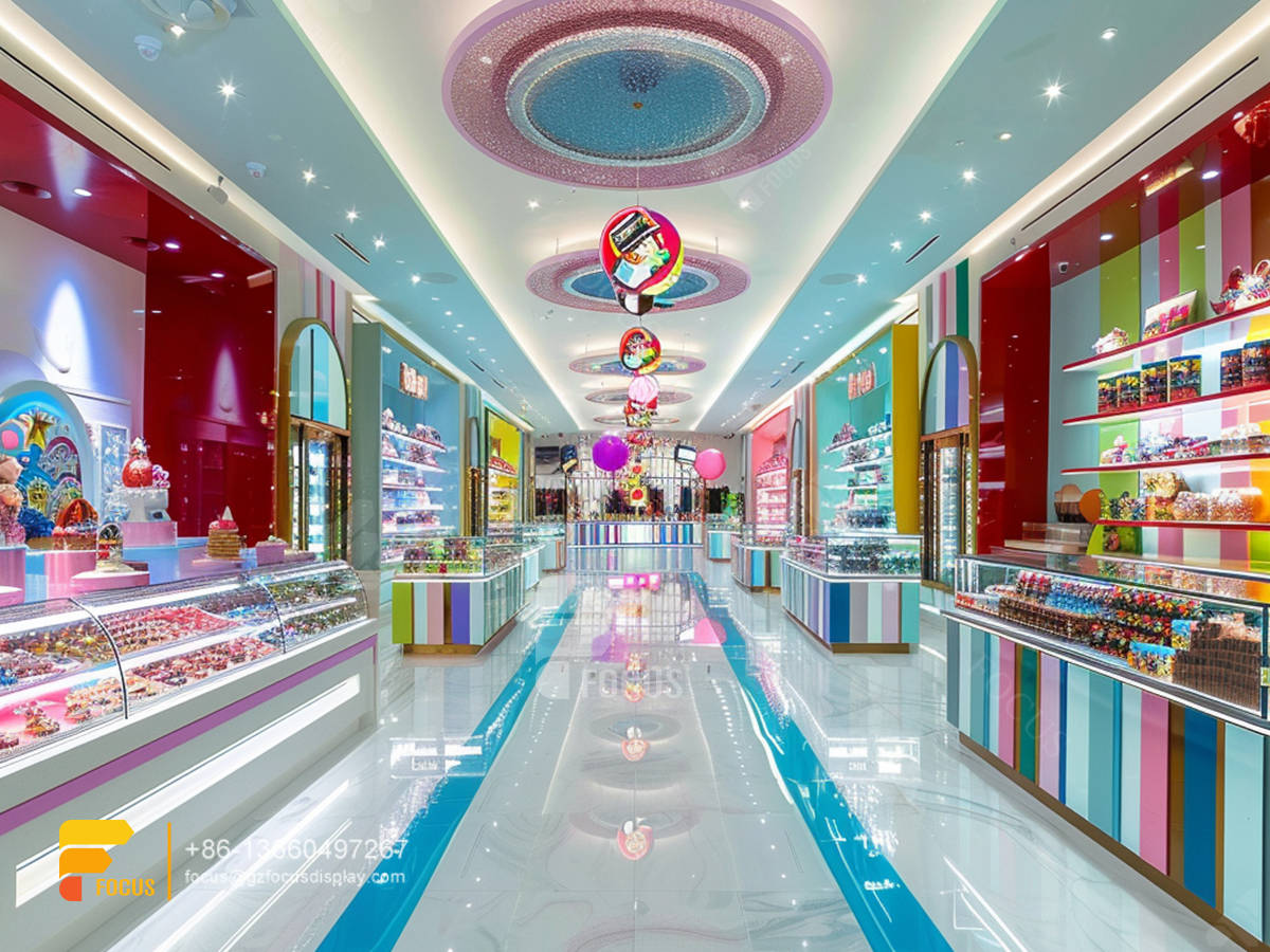 snacks racks modern sweet shop interior design custom chocolate counter display