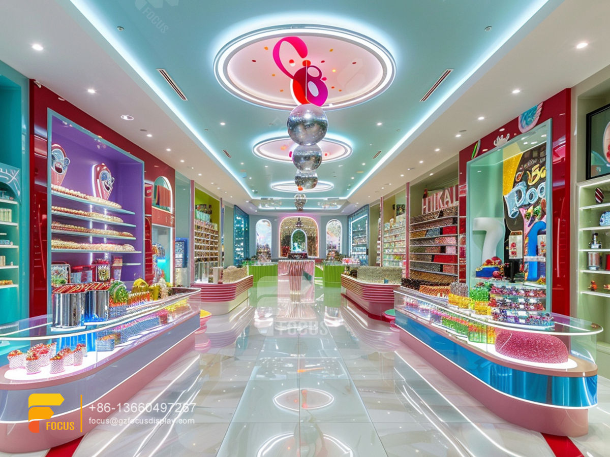 snacks racks modern sweet shop interior design custom chocolate counter display