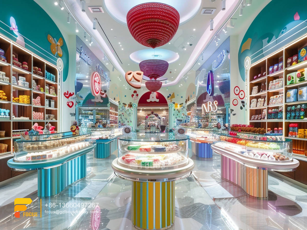 sweet shop display counter chocolate counter cotton candy rack