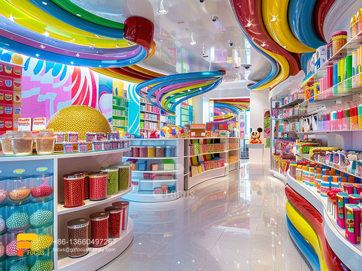 sweet shop interior design snacks rack nuts shop decor