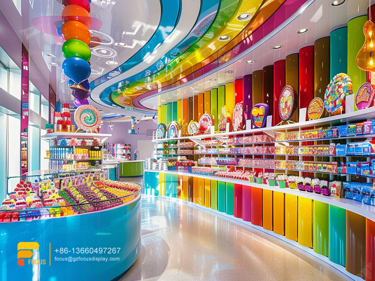 sweet shop interior design snacks rack nuts shop decor
