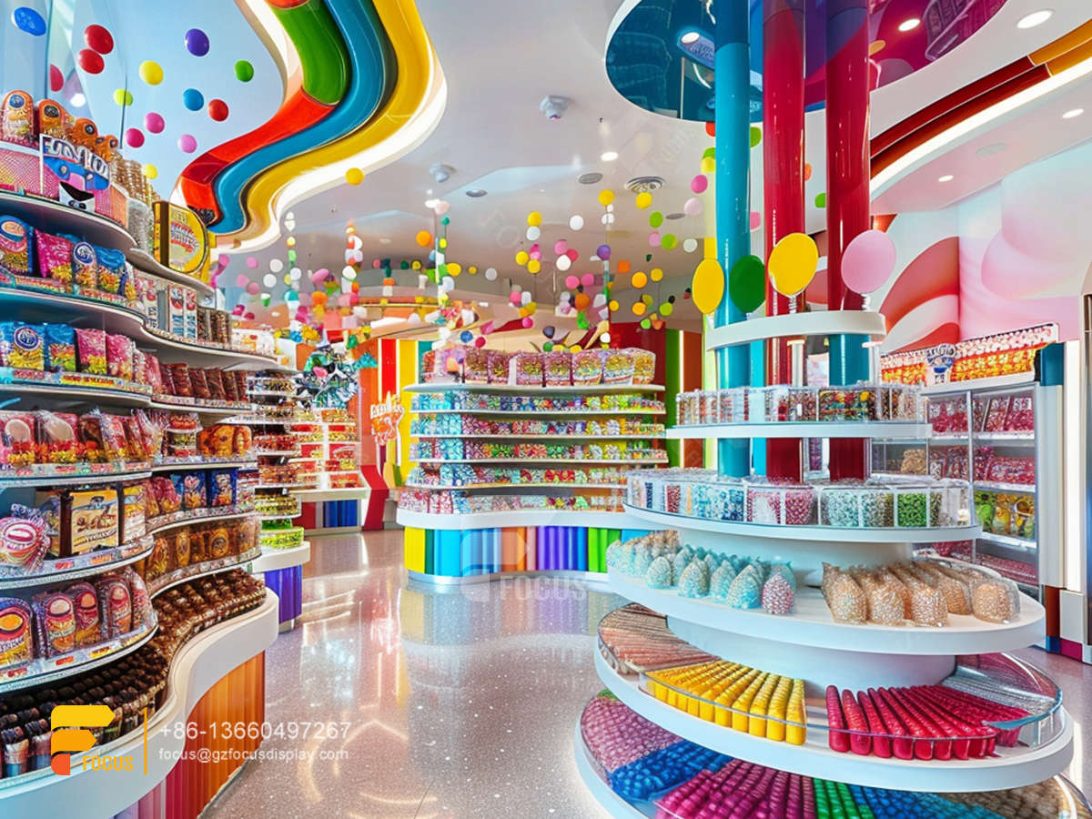 sweet shop interior design snacks rack nuts shop decor