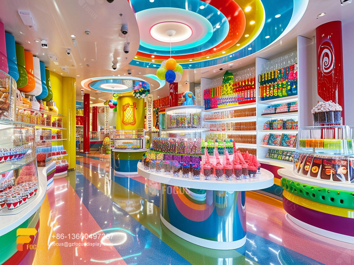 sweet shop interior design snacks rack nuts shop decor