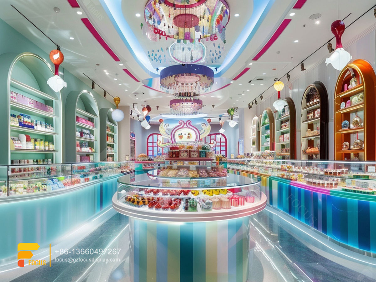 sweets candy store snack display shelf chocolate cabinet
