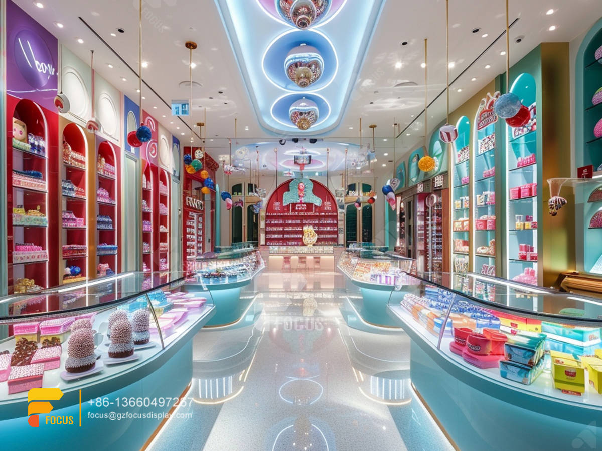 sweets candy store snack display shelf chocolate cabinet