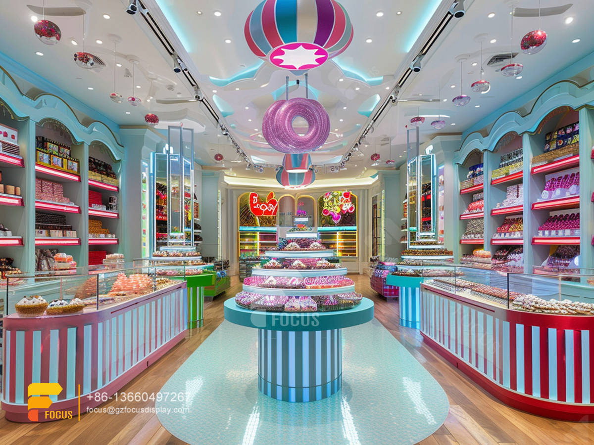 sweets candy store snack display shelf chocolate cabinet