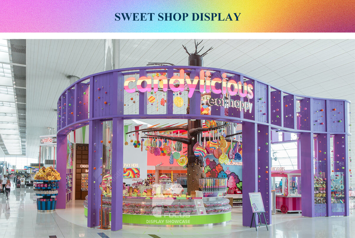 Lollipop Sweet Shop Snacks Rack Chocolate Display Case, image size:1200x805