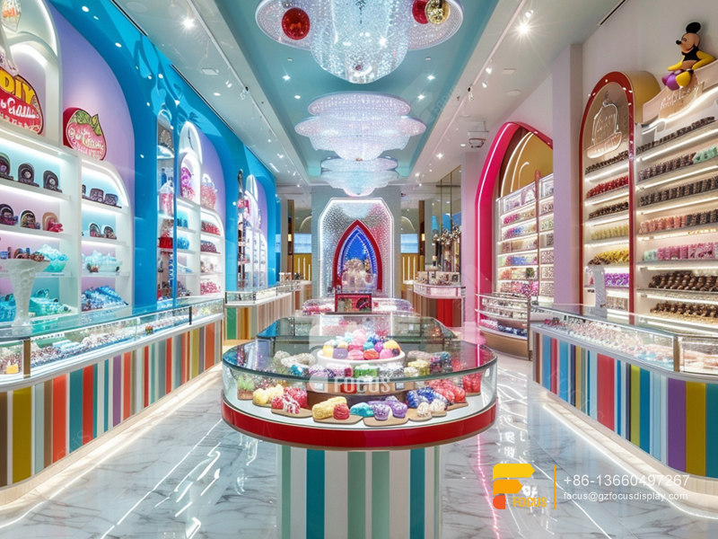 Snacks Racks Modern Sweet Shop Interior Design Custom Chocolate Counter Display