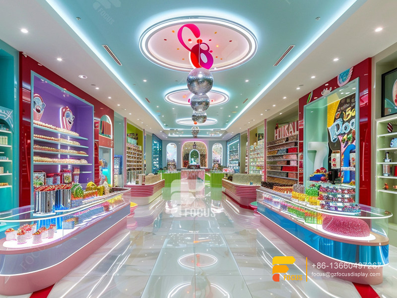 Snacks Racks Modern Sweet Shop Interior Design Custom Chocolate Counter Display