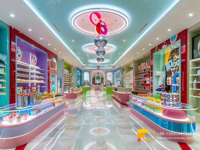 Snacks Racks Modern Sweet Shop Interior Design Custom Chocolate Counter Display