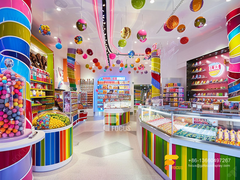 Retail Candy Display Snacks Shop Design Chocolate Glass Counter
