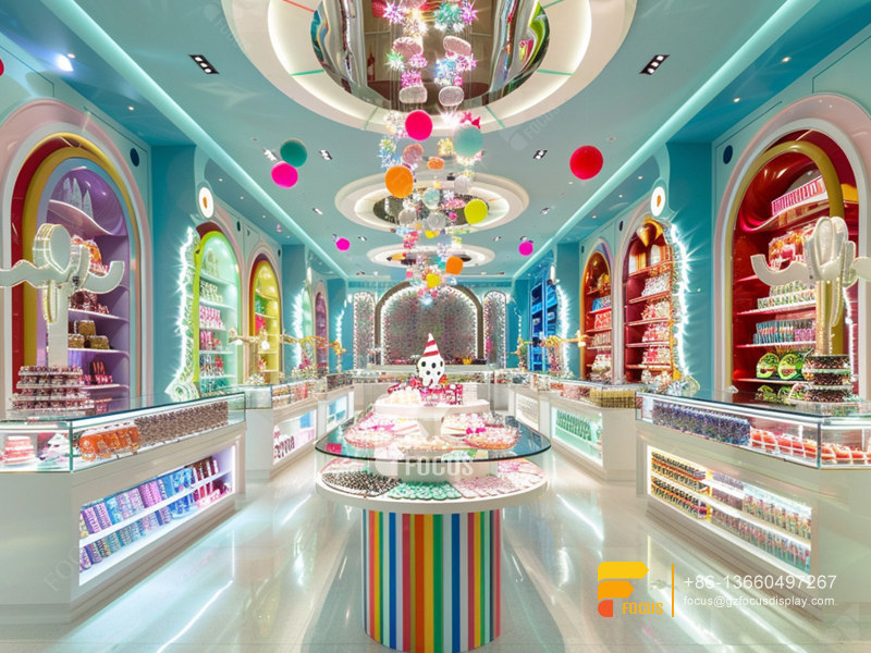 Snack Display Racks Modern Sweet Shop Chocolate Showcase