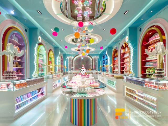 Snack Display Racks Modern Sweet Shop Chocolate Showcase
