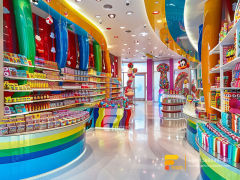 Cotton Candy Stand Display Sugar Sweet Shop Chocolate Store