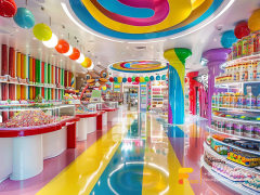 Cotton Candy Stand Display Sugar Sweet Shop Chocolate Store