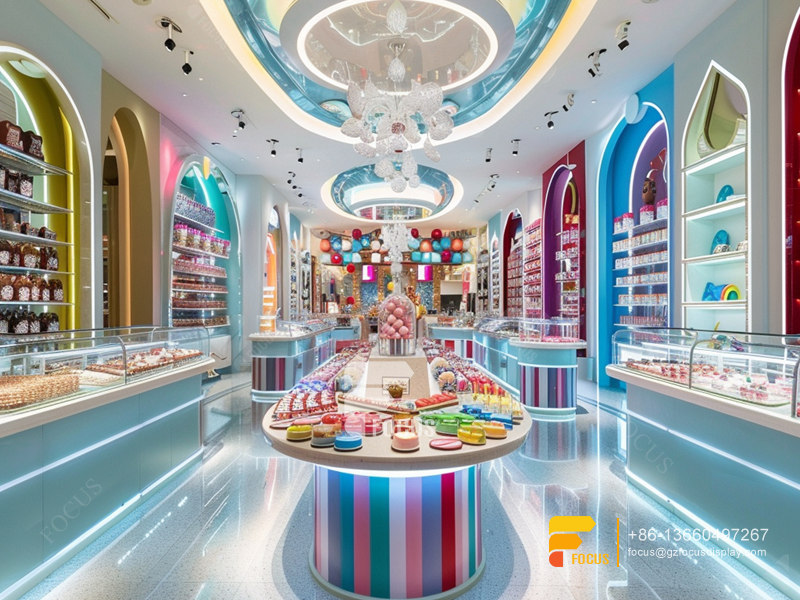 Snack Display Racks Modern Sweet Shop Chocolate Showcase