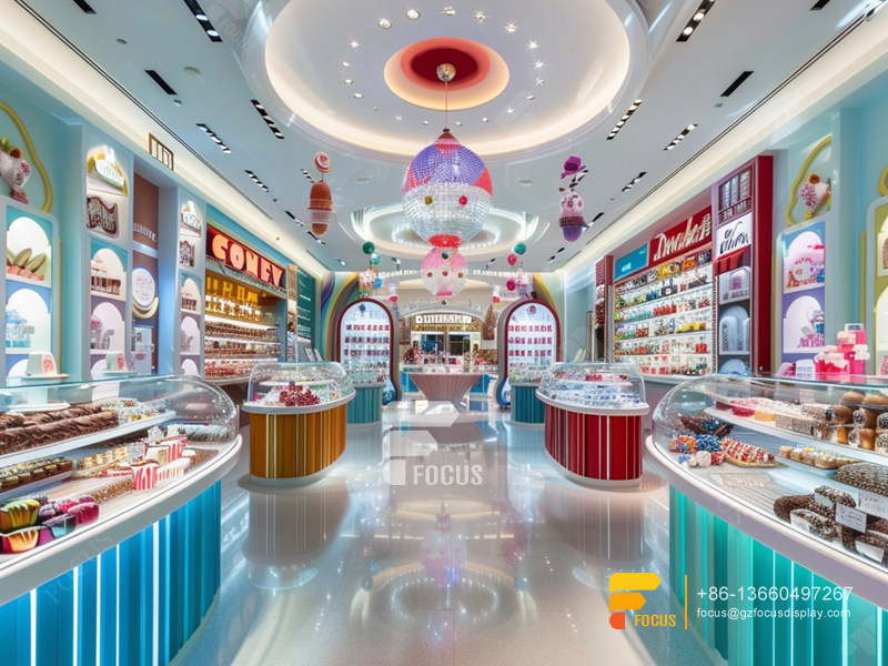 Snacks Racks Modern Sweet Shop Interior Design Custom Chocolate Counter Display
