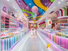 Candy Store Layout Design Snack Display Shelves Chocolate Glass Counter