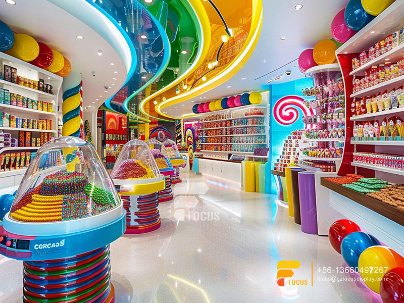 Candy Cane Stand Modern Sweet Shop Interior Design Display Racks Chocolate
