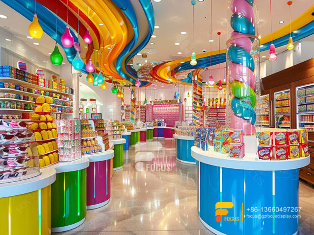 Retail Candy Display Snacks Shop Design Chocolate Glass Counter