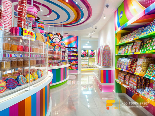 Candy Cane Stand Modern Sweet Shop Interior Design Display Racks Chocolate