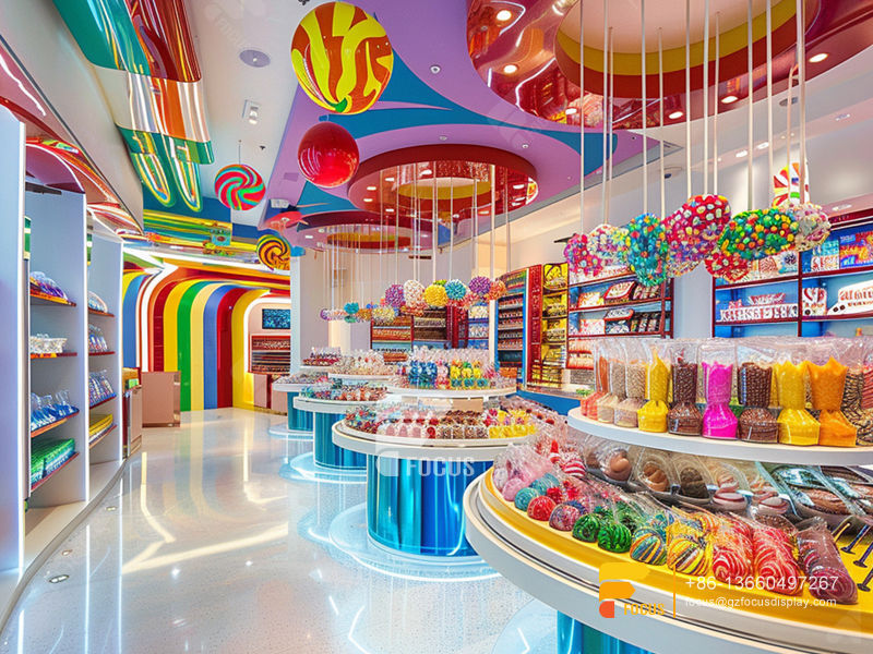Candy Cane Stand Modern Sweet Shop Interior Design Display Racks Chocolate