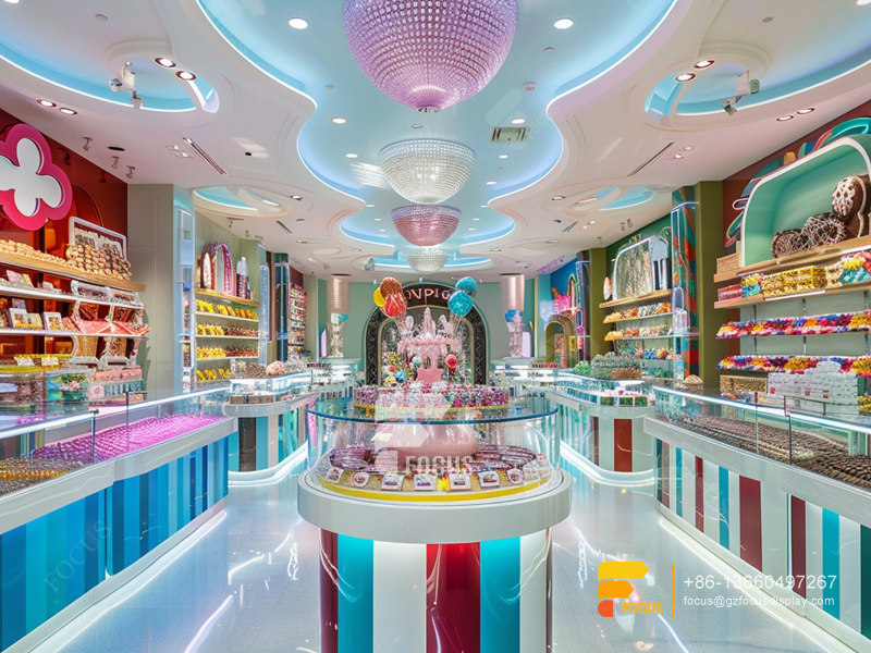 Custom Sugar Sweet Shop Snack Displays Chocolate Shelf