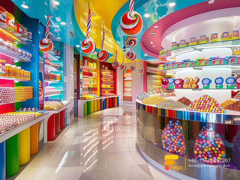 Candy Cane Stand Modern Sweet Shop Interior Design Display Racks Chocolate
