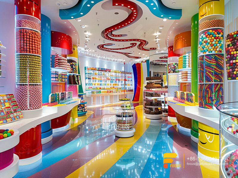 Candy Cane Stand Modern Sweet Shop Interior Design Display Racks Chocolate