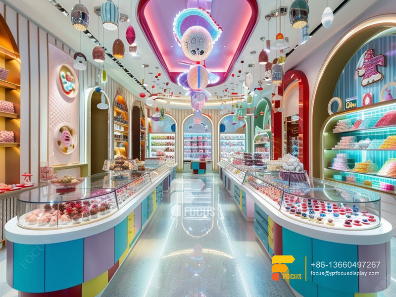 Snacks Racks Modern Sweet Shop Interior Design Custom Chocolate Counter Display