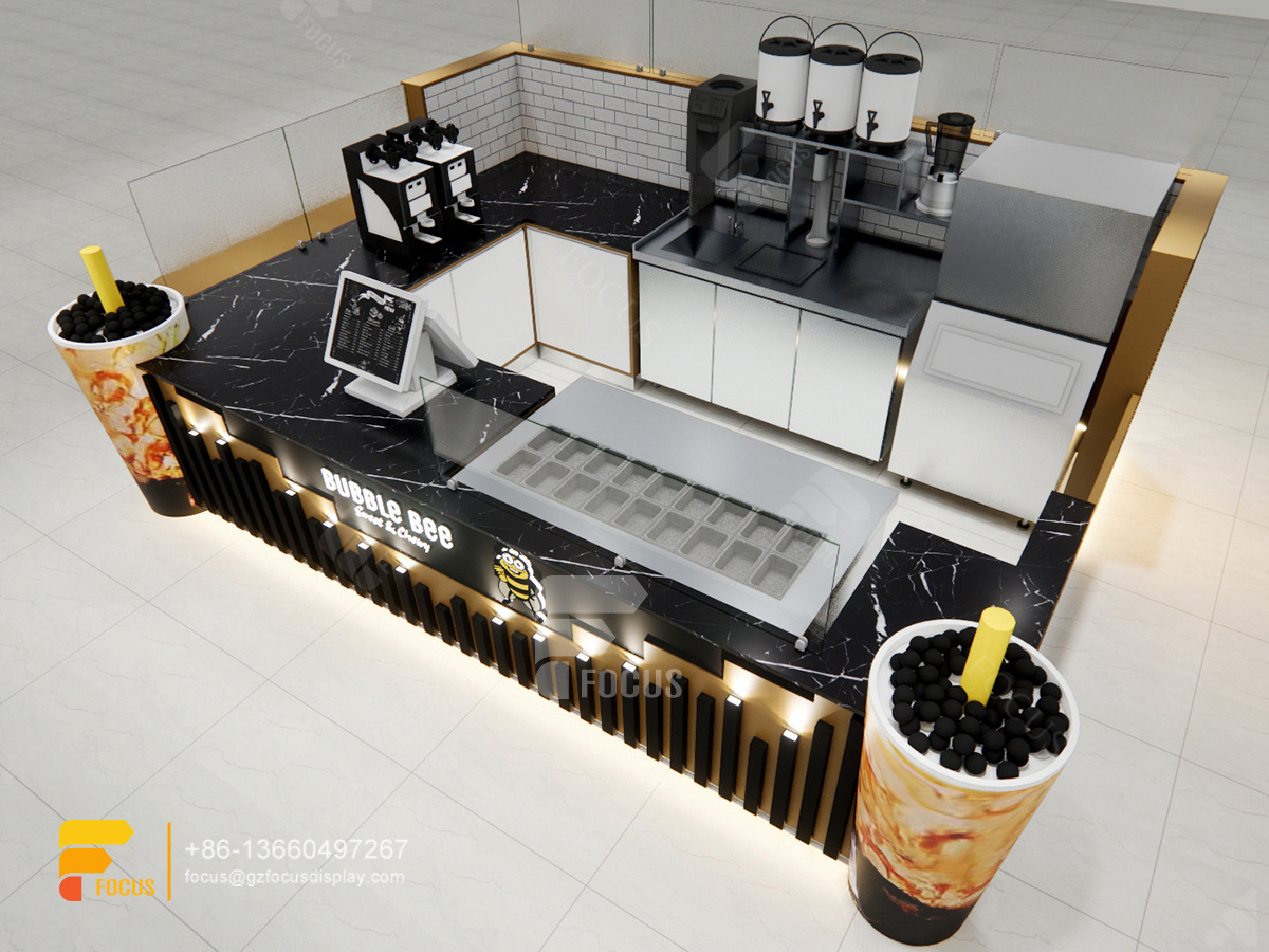 cafe kiosk design commercial coffee station counter bubble tea display